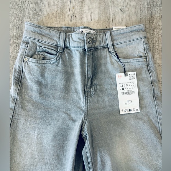 NWT Zara High Rise Straight Ankle Length Gray Jean Size 34 (US 2) - Picture 6 of 8
